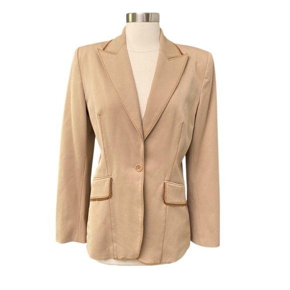 Vertigo Paris Tan Blazer With Contrast Stitching Made In France